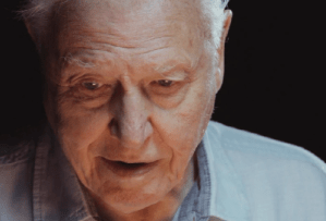 David Attenborough looks slightly sheepish