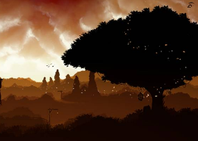 figures in a dark landscape